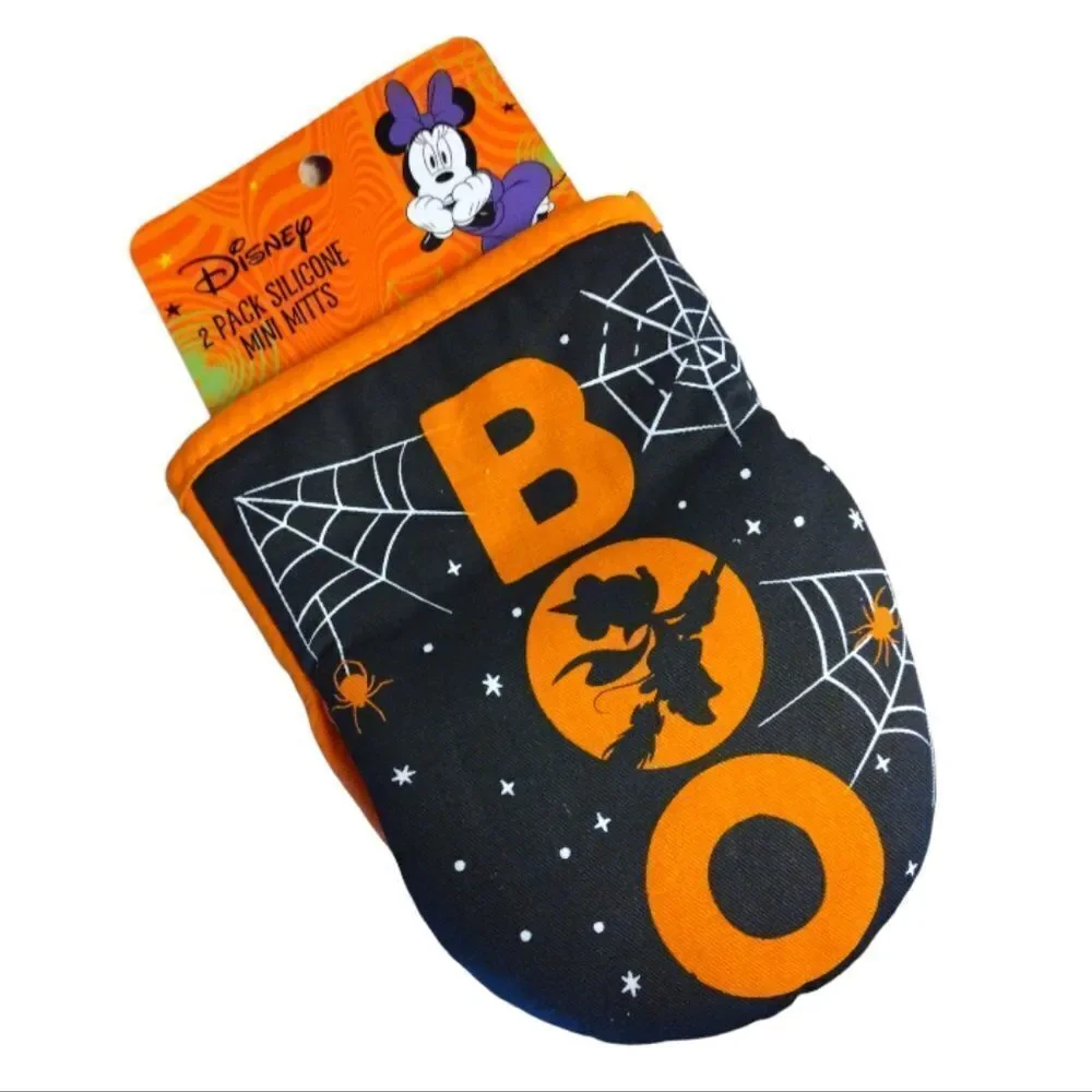 Disney Minnie Mouse Halloween BOO Prints 2 Pack Mini Oven Mitts NWT